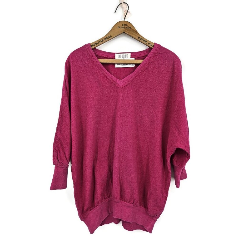 VTG New Hero Native American Cotton Top Womens XL? Bright Pink Long Sleeve Shirt